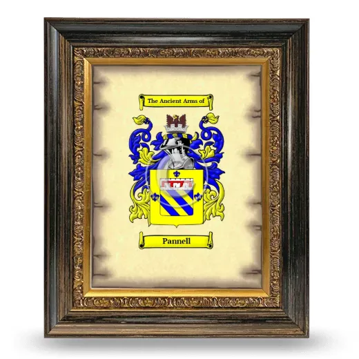 Pannell Coat of Arms Framed - Heirloom