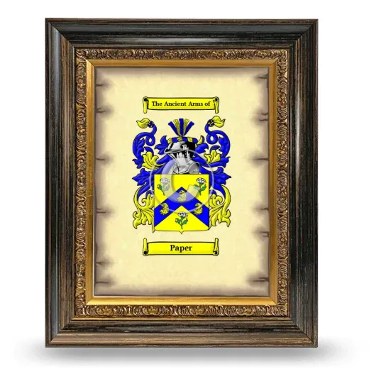 Paper Coat of Arms Framed - Heirloom