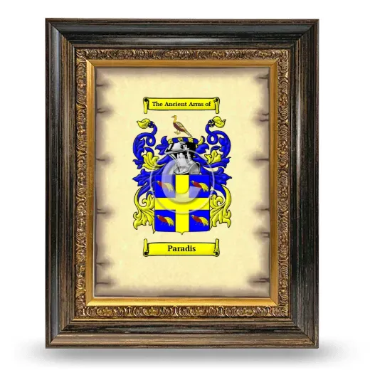Paradis Coat of Arms Framed - Heirloom
