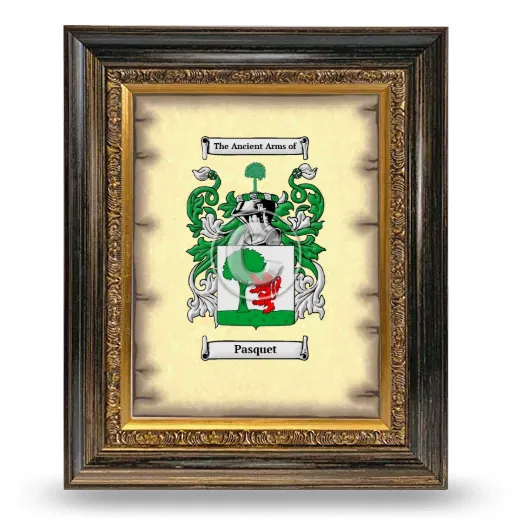 Pasquet Coat of Arms Framed - Heirloom