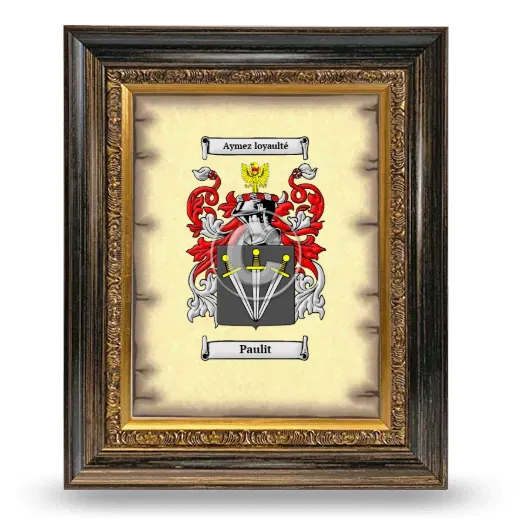 Paulit Coat of Arms Framed - Heirloom