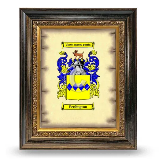 Penlington Coat of Arms Framed - Heirloom
