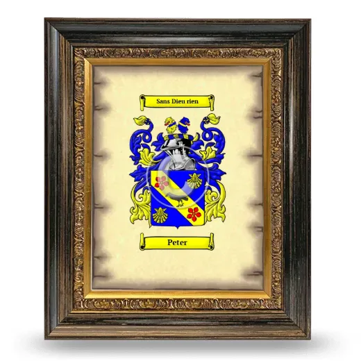 Peter Coat of Arms Framed - Heirloom