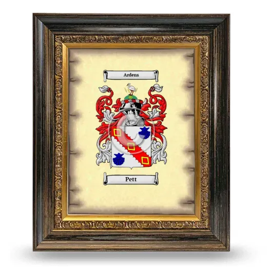 Pett Coat of Arms Framed - Heirloom