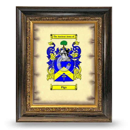 Pigs Coat of Arms Framed - Heirloom
