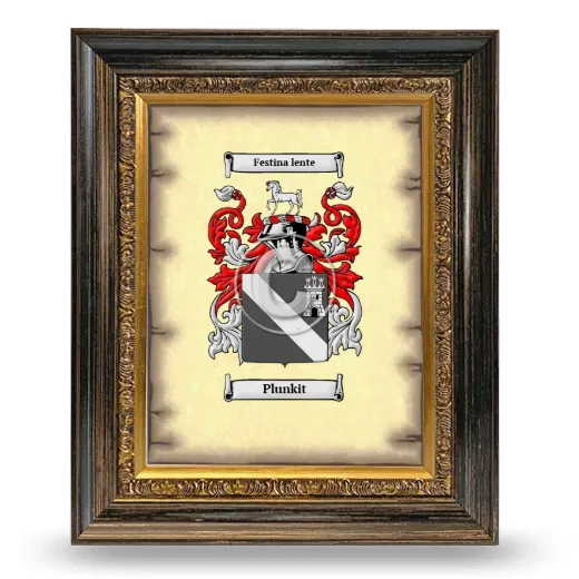 Plunkit Coat of Arms Framed - Heirloom