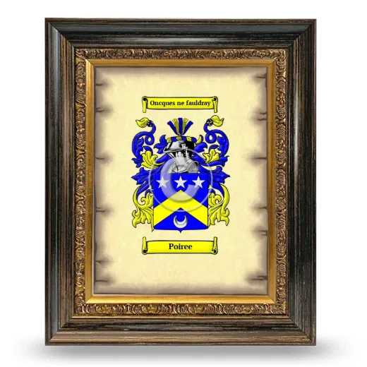 Poiree Coat of Arms Framed - Heirloom