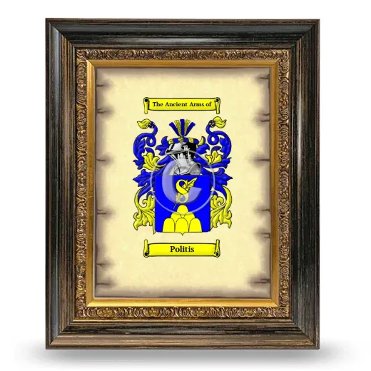Politis Coat of Arms Framed - Heirloom