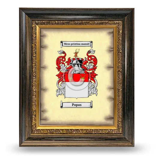 Popas Coat of Arms Framed - Heirloom