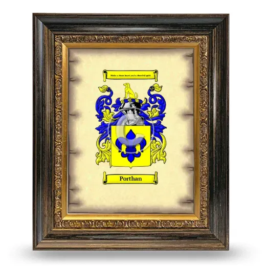 Porthan Coat of Arms Framed - Heirloom