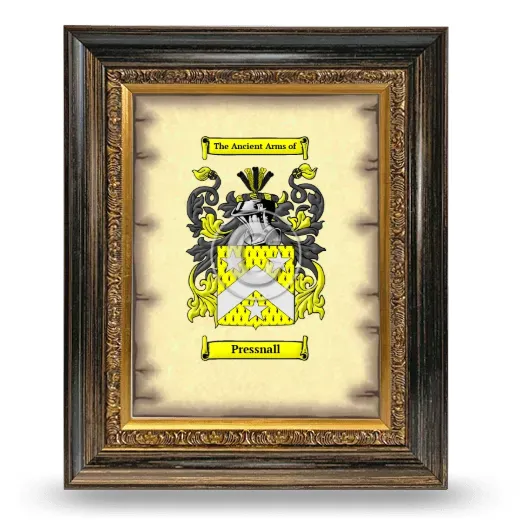 Pressnall Coat of Arms Framed - Heirloom