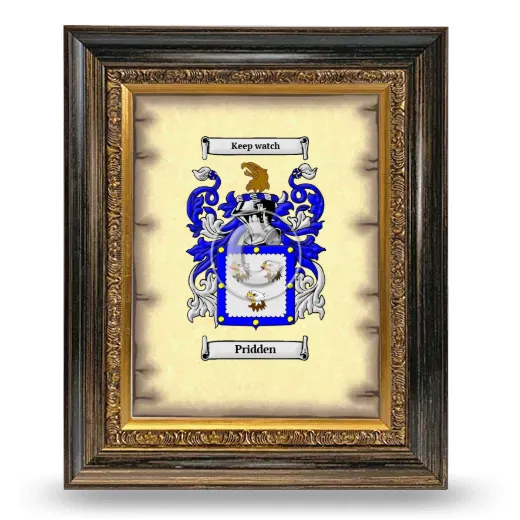 Pridden Coat of Arms Framed - Heirloom