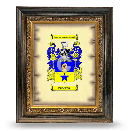 Pudextre Coat of Arms Framed - Heirloom