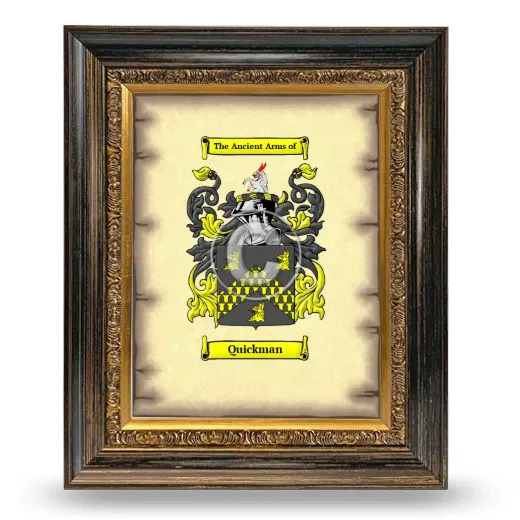 Quickman Coat of Arms Framed - Heirloom