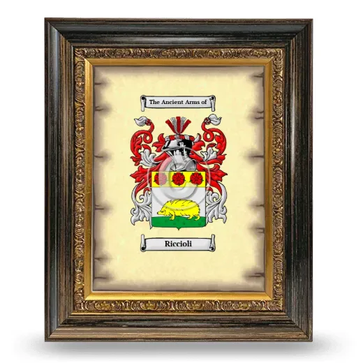 Riccioli Coat of Arms Framed - Heirloom