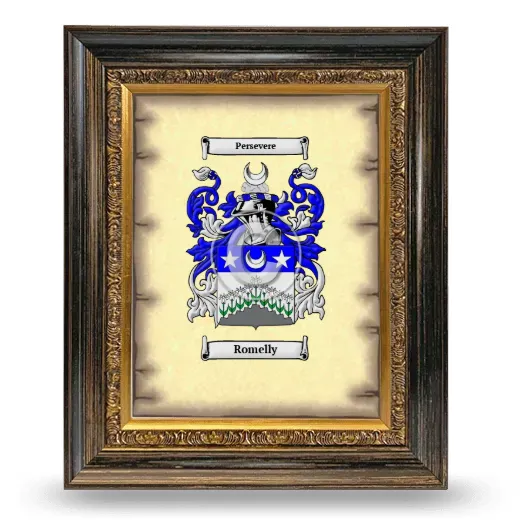 Romelly Coat of Arms Framed - Heirloom
