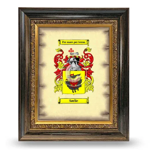 Sørlie Coat of Arms Framed - Heirloom
