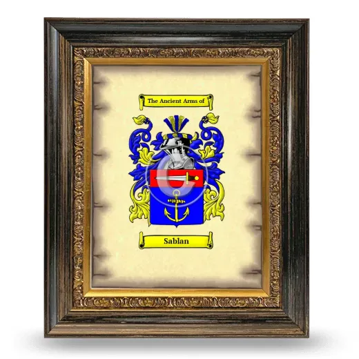 Sablan Coat of Arms Framed - Heirloom