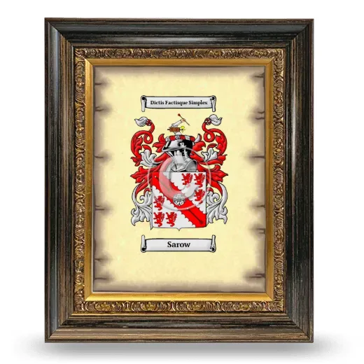 Sarow Coat of Arms Framed - Heirloom