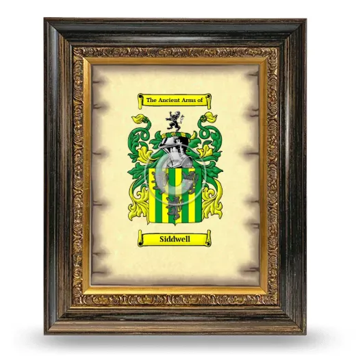 Siddwell Coat of Arms Framed - Heirloom
