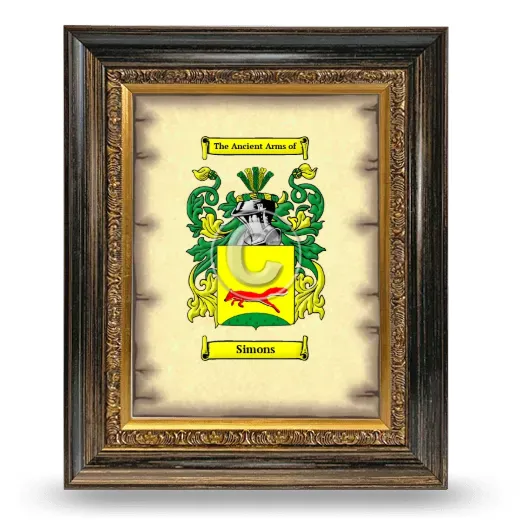Simons Coat of Arms Framed - Heirloom