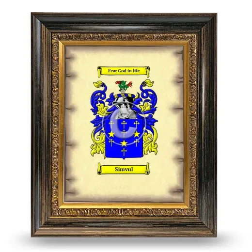 Simvul Coat of Arms Framed - Heirloom