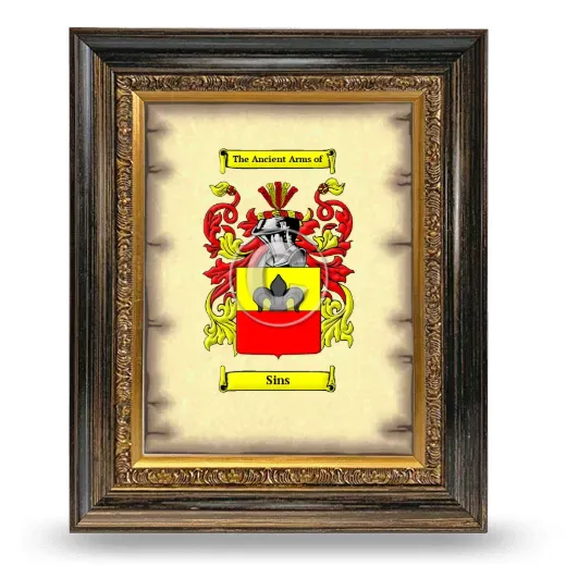 Sins Coat of Arms Framed - Heirloom