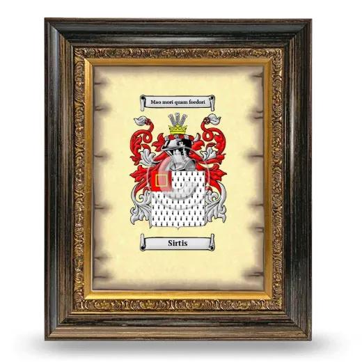 Sirtis Coat of Arms Framed - Heirloom