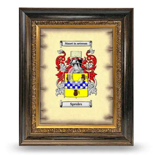 Sprules Coat of Arms Framed - Heirloom