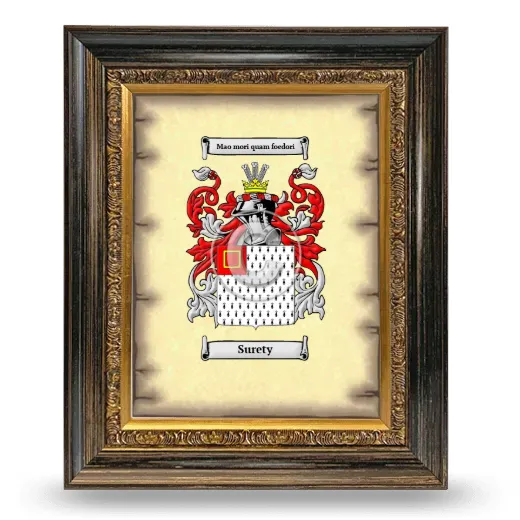 Surety Coat of Arms Framed - Heirloom