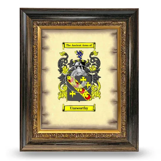 Unsworthy Coat of Arms Framed - Heirloom