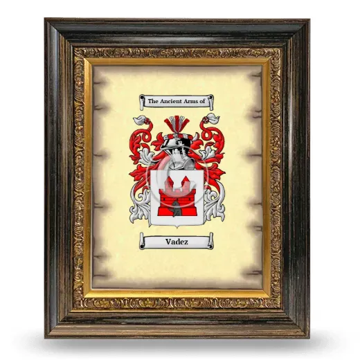 Vadez Coat of Arms Framed - Heirloom