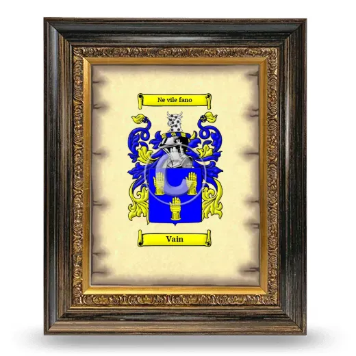 Vain Coat of Arms Framed - Heirloom