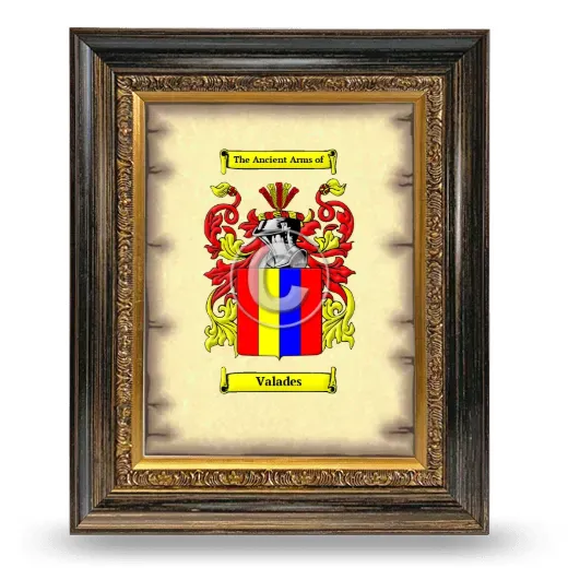Valades Coat of Arms Framed - Heirloom