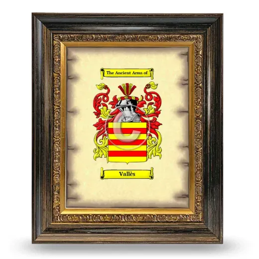 Vallès Coat of Arms Framed - Heirloom