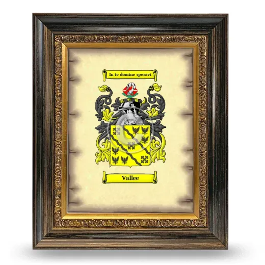 Vallee Coat of Arms Framed - Heirloom