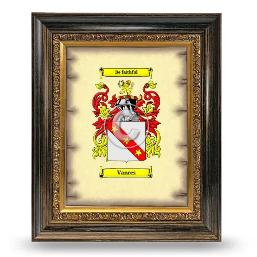 Vances Coat of Arms Framed - Heirloom