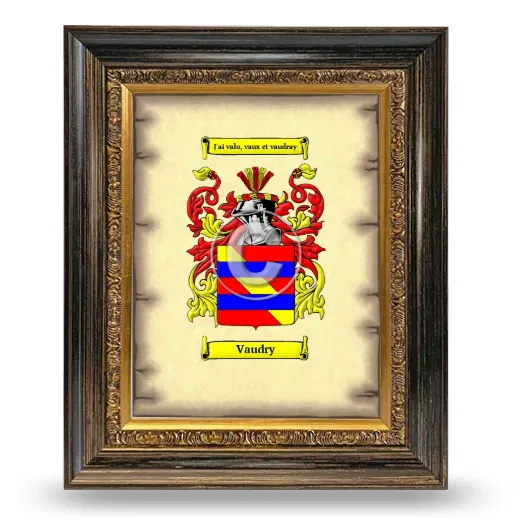 Vaudry Coat of Arms Framed - Heirloom