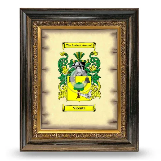 Vicente Coat of Arms Framed - Heirloom