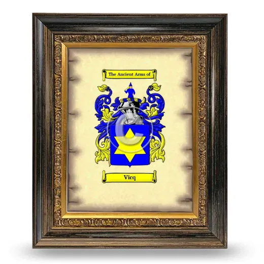 Vicq Coat of Arms Framed - Heirloom