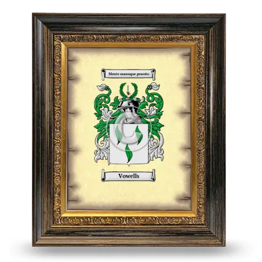 Vowells Coat of Arms Framed - Heirloom