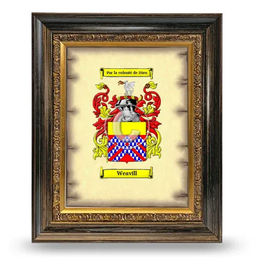 Weavill Coat of Arms Framed - Heirloom