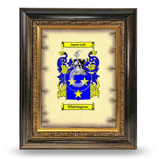 Whittington' Coat of Arms Framed - Heirloom