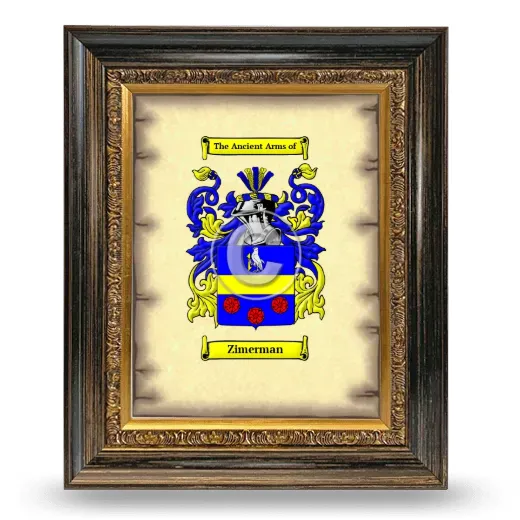 Zimerman Coat of Arms Framed - Heirloom