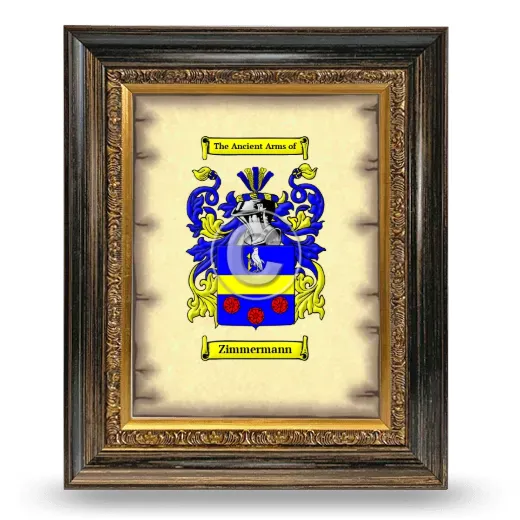 Zimmermann Coat of Arms Framed - Heirloom