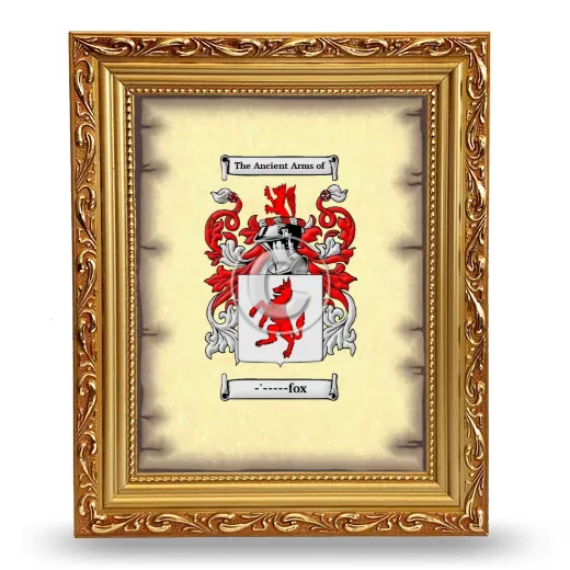 -'-----fox Coat of Arms Framed - Gold