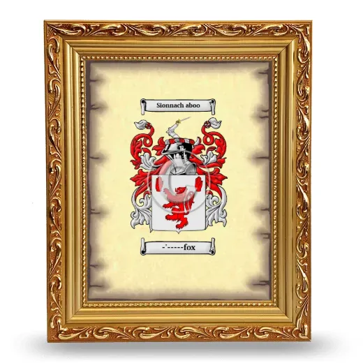 -'-----fox Coat of Arms Framed - Gold