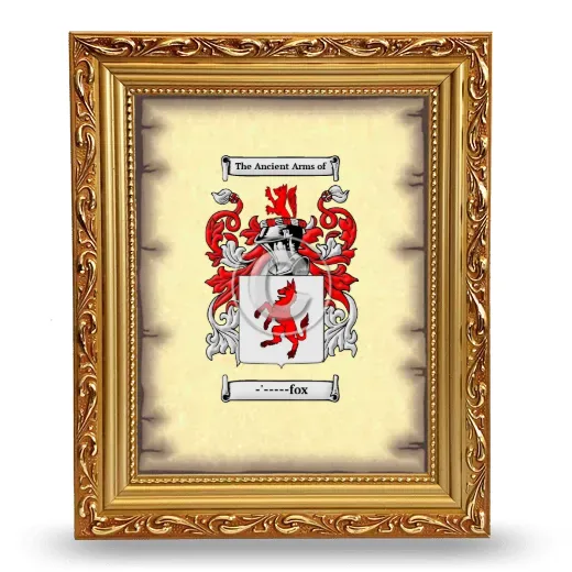 -'-----fox Coat of Arms Framed - Gold