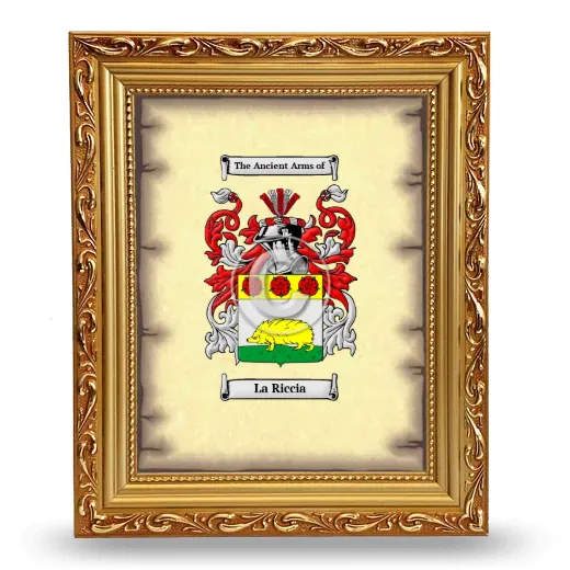La Riccia Coat of Arms Framed - Gold