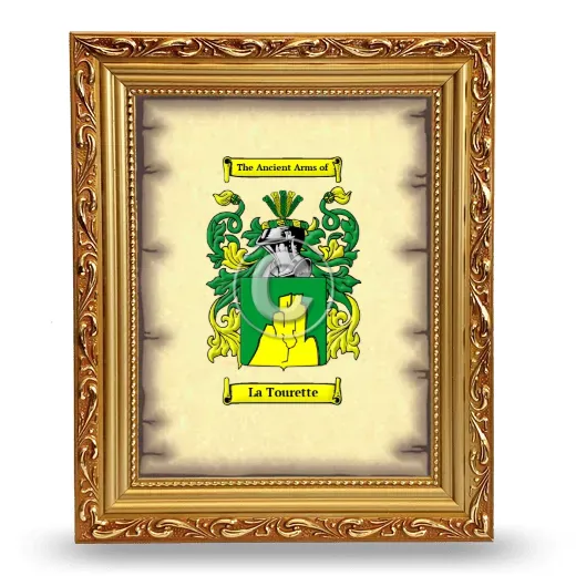 La Tourette Coat of Arms Framed - Gold
